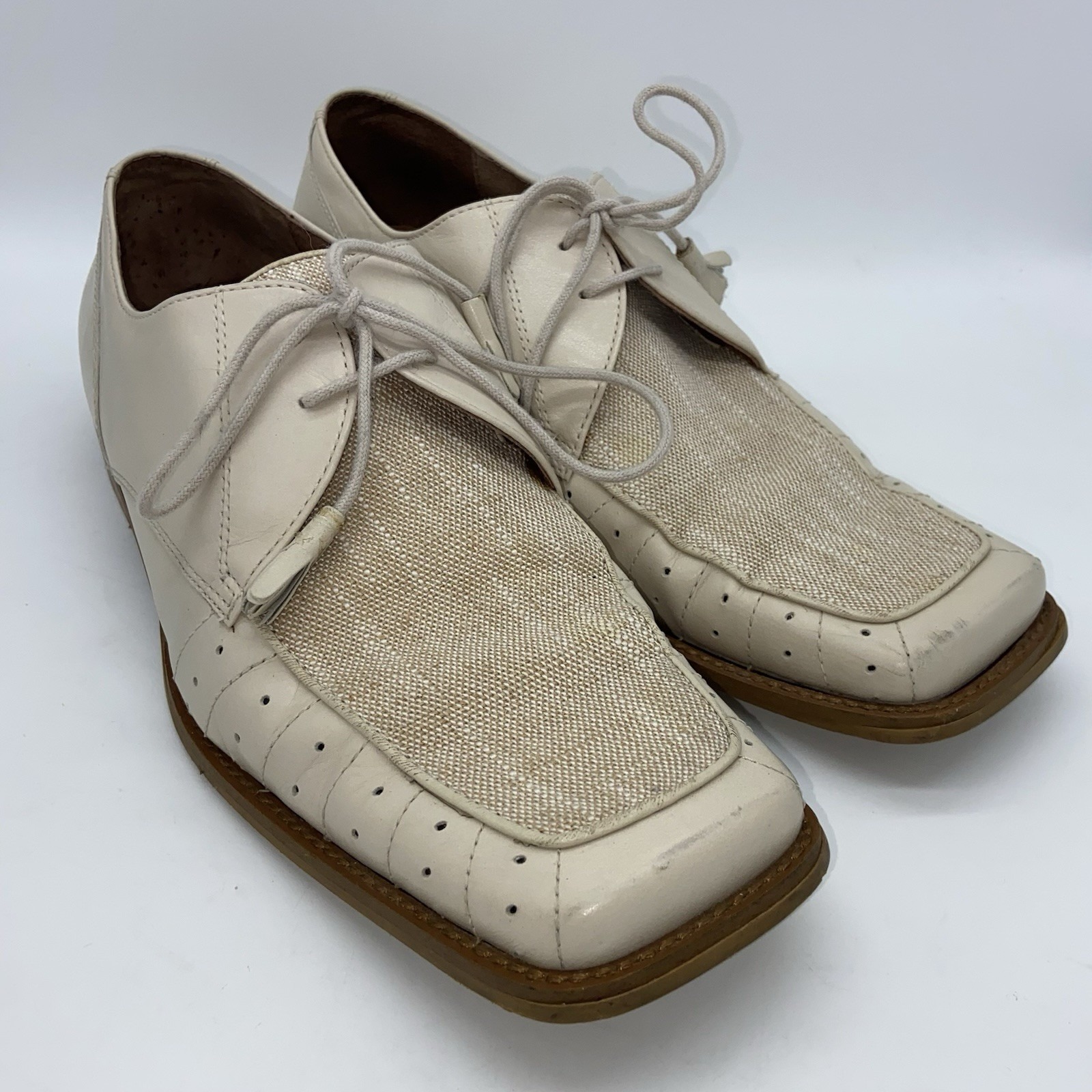 Giorgio Brutini Private Collection Men's Shoes Size 9.5m Cream Leather Woven